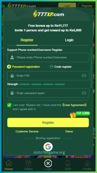 777XP Game Register/Login
