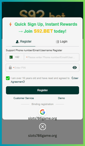 S92 Game Register/Login