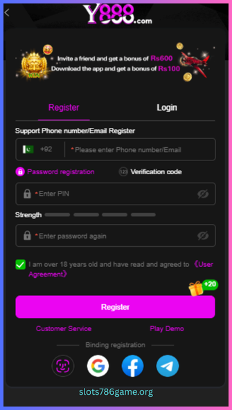 Y888 Game Login/Register