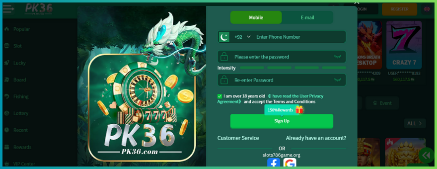 PK36 Game Register/Login
