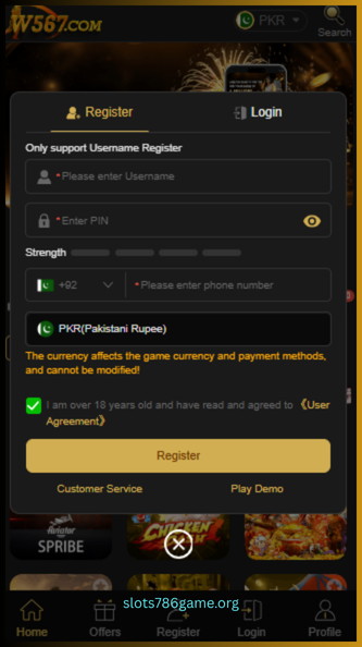 W567 Game Register/Login