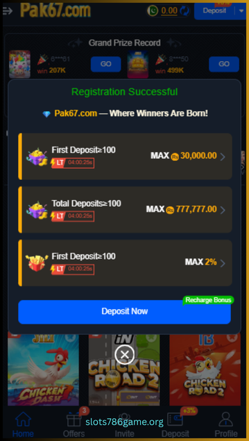 PAK67 Game Deposit Bonuses
