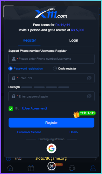 X111 Game Register/Login
